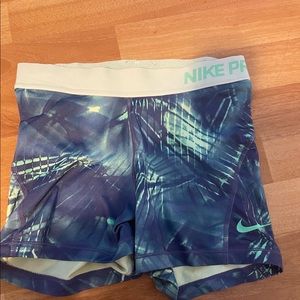 Colorful patterned Nike Pro Dri-fit compression spandex shorts
